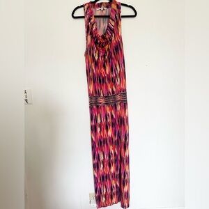 Trina Turk knit maxi dress small draped neck drop stretchy Margery dress